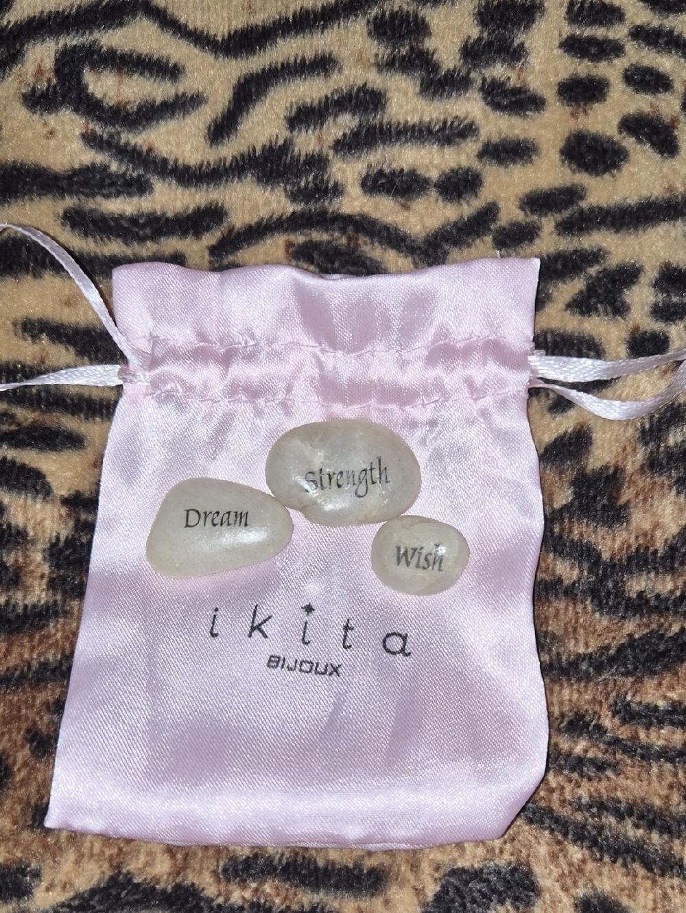 Bisjoux Pink Satin Drawstring Pouch with Inspiring Stones